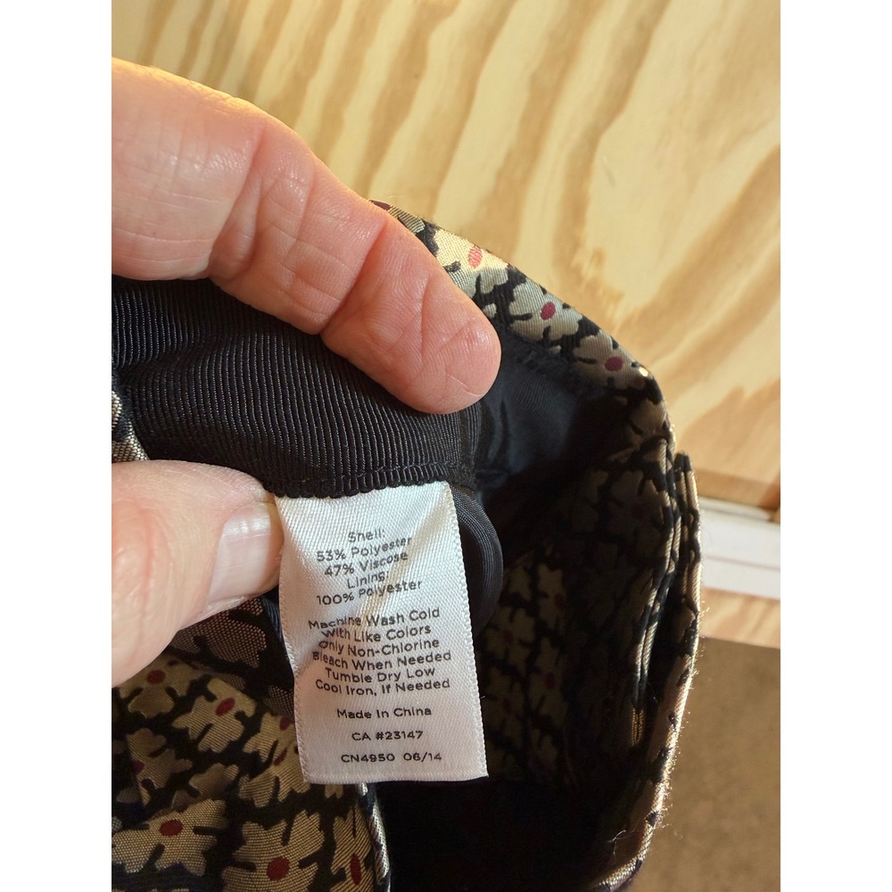 Talbots Womens Geometric Floral Jacquard Ankle Pants Black Tan Red Size 4 06/14 - Picture 4 of 8